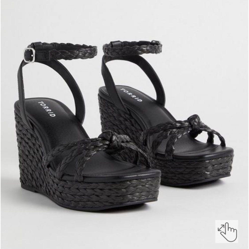 Torrid Strappy Raffia Platform Wedge (WW) Size 12 Wide NWT.